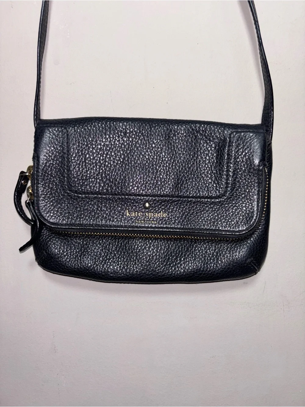 kate spade navy blue Pebbled Leather Crossbody Bag